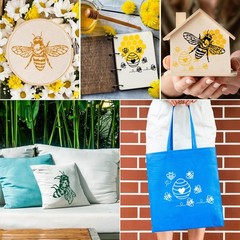 13Pcs Bee Stencil, Reusable Stencils for 14.2 × 10.5cm/5.6 × 4.1inch, white