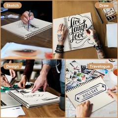 12 Pcs 8.5″x11″ Spiral Sketch Pad A4 Large 100 Sheet Blank Notebook Sketch Pa…