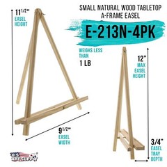 U.S. Art Supply 12″ High Natural Wood Display Stand A-Frame Artist Easel (Pac…