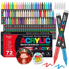 Amamao 72 Colors Acrylic Paint Markers, Soft Brush Tip Pens and Markers, Acry…