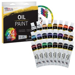 Professional Oil Paint Set – 24 Vibrant Colors, 12ml Tubes for Canvas & Wood – I
