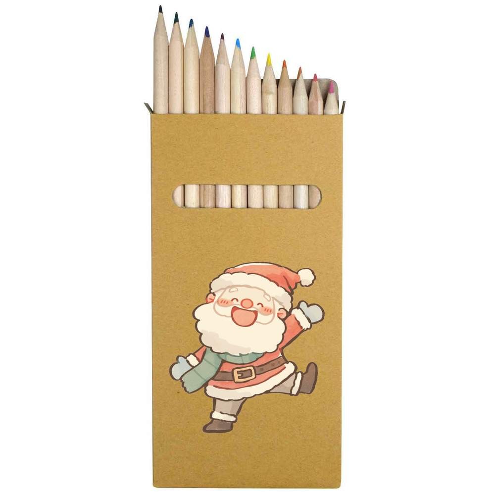 12 x ‘Happy Santa Claus’ Long 178mm Coloured Pencils / Pencil Set (PE00086035)