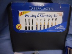 NEW FABER CASTEEL DRAWING 7 SKETCHING SET 12 PC 8X10 MULTI PURPOSE PAD CASE