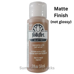 FolkArt Acrylic Craft Paint Matte 2 oz Flat Non-Glossy Canvas DIY -Coffee Latte