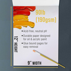 9″ X 12″ Premium Heavy-Weight Oil Painting Pad (2 Pack, 30 Sheets Total) – 90Lb
