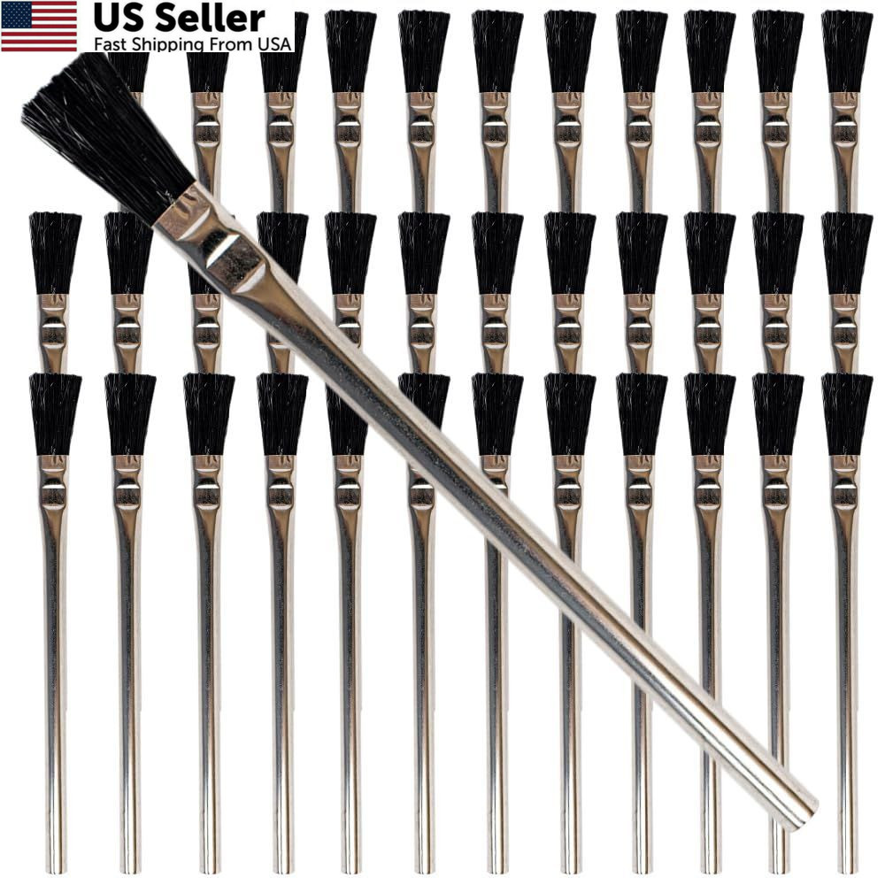 36-Count 3/8″ Boar Hair Acid Flux Brushes for Glue Epoxy & Woodworking USA