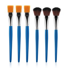 6 PCS Mop Brush 1 Inch Face Paint Brushes Oval Blending Wooden Handle