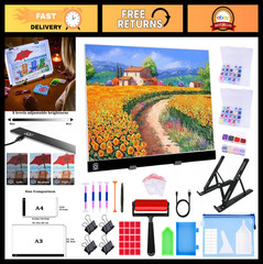 A3 LED Light Pad for Diamond Painting & Tracing, Adjustable Brightness, Tools &