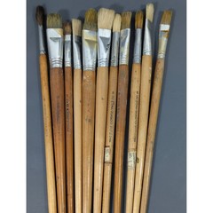 Vintage Grumbacher Kangrui Artist Paint Brush Lot 11pc Eterna 582 Bristle Wood