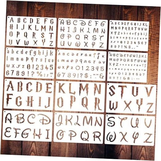 Doflyok 12 Pieces Stencils for Painting, Alphabet Drawing Magical Letter