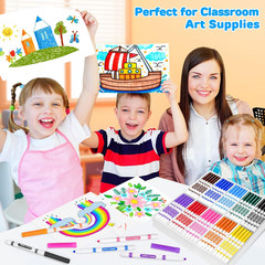 160 Count Washable Markers Bulk, 10 Assorted Colors, Conical Tip with Fine & Bro