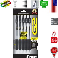Versatile G2 Gel Roller Pens 0.5mm – Black Ink, Pack of 5 for All Needs
