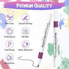 60 Acrylic Paint Pens Fine Tip | For Rock, Wood, Metal, Canvas, Crafts & More