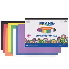 Prang Medium Weight Construction Paper Pad 18×12 Inch 48 Sheets Assorted