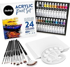 Artist-Quality 40-Piece Acrylic Paint Set with Palette, Brushes, & Canvases