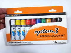 Daler Rowney System 3 Acrylic Colour Set 10X 22ml Tubes NEW