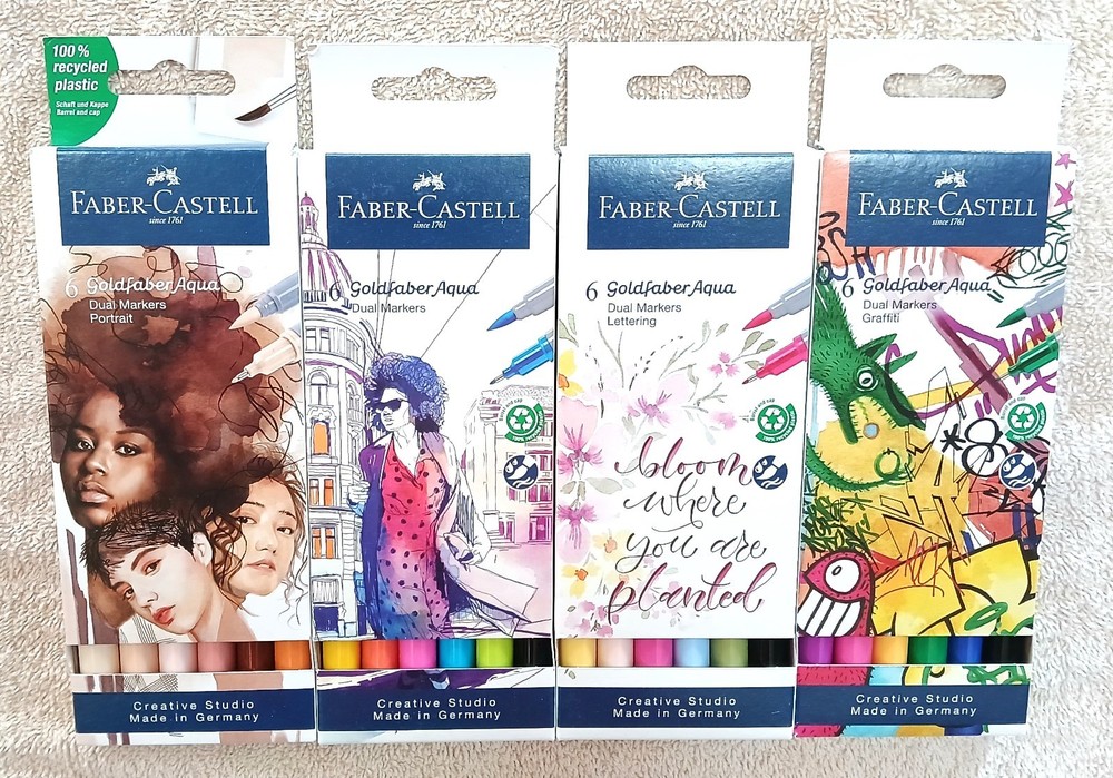 NEW ~ Faber-Castell ~ Lot of 4 ~ 6 pack of Goldfaber Aqua Dual Markers Sets #4