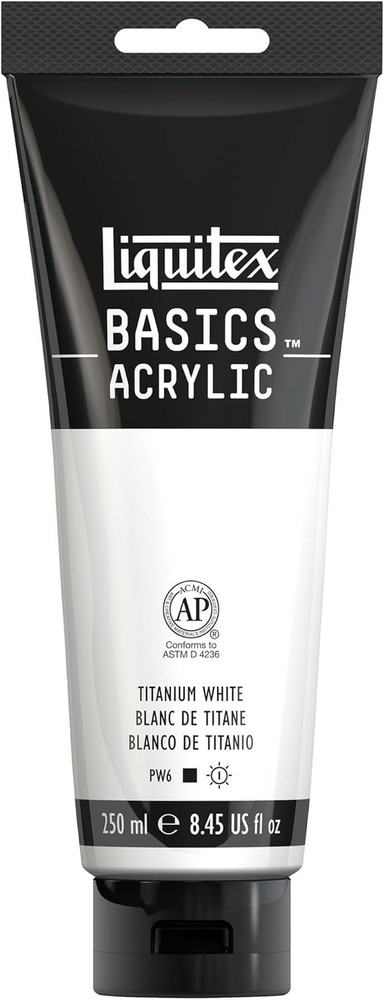 BASICS Acrylic Paint 250ml (8.5 oz) Tube, Titanium White