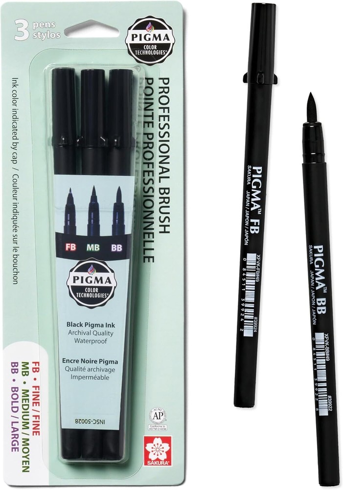 SAKURA Pigma Professional Brush Pens – Archival Black Ink Pens