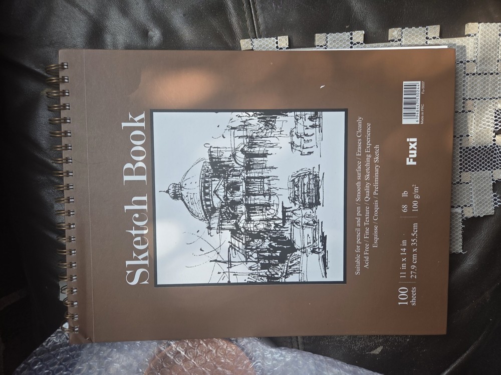 Fuxi Sketch Book Spiral Bound 100 Sheets 100 gsm 11×14 11 in x 14 in Brown Cover