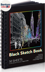 50 Sheets Black Paper Sketchbook, 108 Lb/160Gsm Heavyweight Black Sketch Pad 5.5