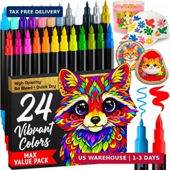 ARTISTRO 24 Acrylic Paint Markers – Paint Pens for Drawing – For Fabric, Rock, G