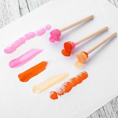 40 Pack round Sponge Foam Brush 0.6” Paint Sponge Brush Wooden Handle Foam Brus