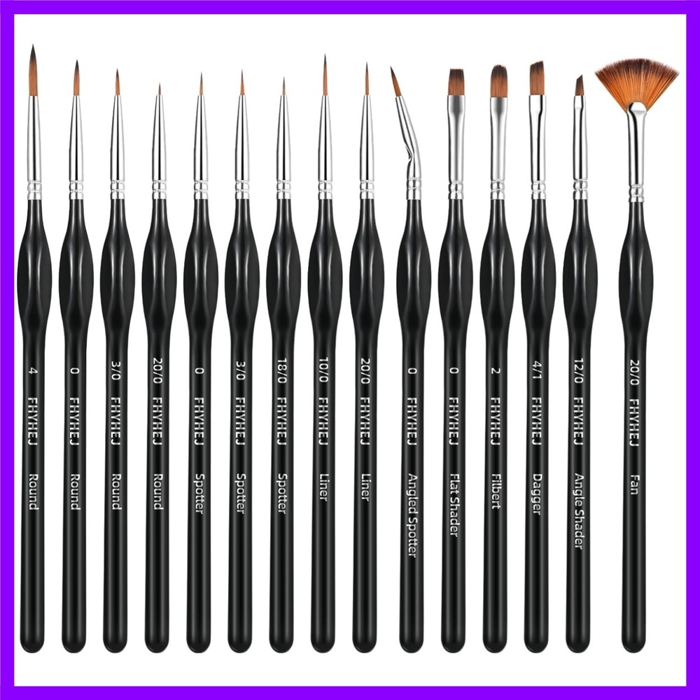 Detail Paint Brushes Set,15pcs Miniature Paint Brushes for Fine Detailing, Art