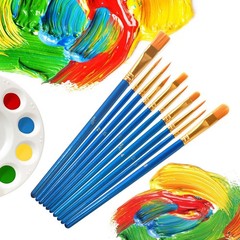 10 Pack 100 Pcs Paint Brushes Set, Nylon Hair Brushes for Oil and Watercolor,…
