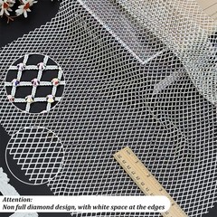 White Rhinestone Fabric 15.7×11.8inch Soft Stretch Elastic Mesh Sparkling Str…
