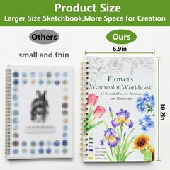 Watercolor Workbook 15 Beautiful Flowers Paintings for Adults &Teens Beginner…