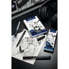 Faber-Castell Pitt Artist Pen Manga Wallet Assorted Colours Set (8) Black / Grey