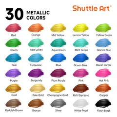 Shuttle Art 30 Colors Metallic Acrylic Paint, Artist Grade Metallic Paint in Bot