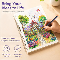 18 Colors Journal Planner Pens, Office School Supplies, Fine Point Fineliner Dra