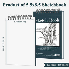 Small Sketchbook 5.5″ X 8.5″ – 2 Pack Top Spiral Mini Sketch Pad, Small Sketch B