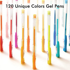 120 Unique Colors (No Duplicates) Gel Pens Gel Pen Set for Adult Coloring Books