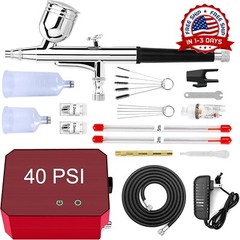 Kit de aerógrafo con compresor de aire, aerógrafo de alta presión de 40 PSI anti
