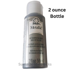 FolkArt Acrylic Craft Paint Metallic 2 oz Shimmer for Canvas DIY – Gunmetal Gray