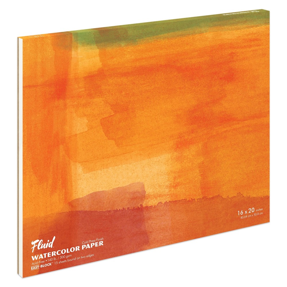 1 PCS Fluid Cold Press Watercolor Block 140lb 300GSM 16×20 Inch 15 Sheets