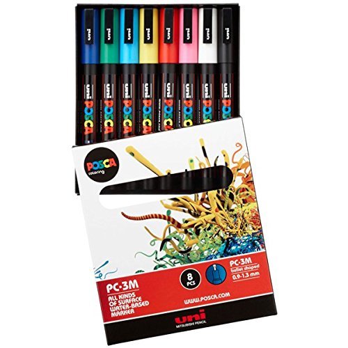 Mitsubishi PC-3M8C Uni Posca Paint Marker Pen Set of 8 Colors