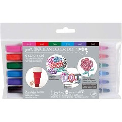 CLEAN COLOR DOT Dual tip markers 6 colors set, 0.5mm fine tip and a flexible …