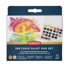 Derwent Inktense Paint Pan Set, Assorted Colors, 24 Count 2306318