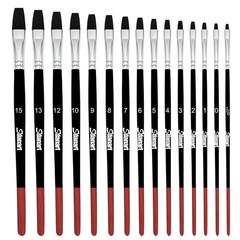Flat Paint Brushes Set 15 PCS Watercolor Acrylic Gouache Oil Body Painting Art