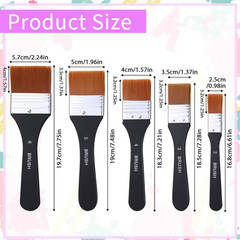 5Pcs Wide Flat Paint Brushes Set for Acrylic, Watercolor, Gesso, Canvas Art
