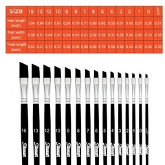 Angular Paint Brushes,15 PCS Different Size Professional Angled Paint Brush f…