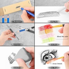 Caliart 176PCS Art Supplies Sketching Kit with 100 Sheets 3Color Sketch Book,…