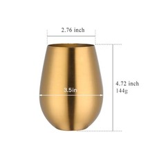 304 Stainless Steel Wine Glasses – Large 17 oz Outdoor Stemless Set of 4 Gold