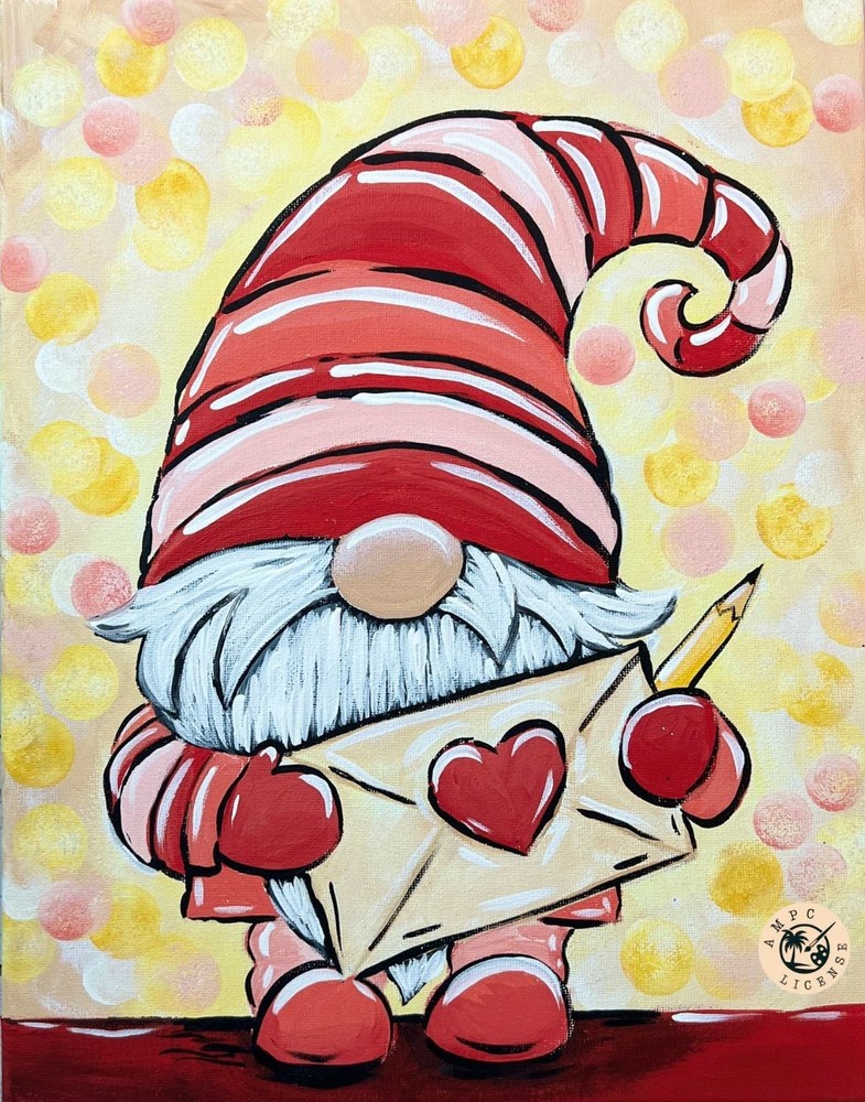 Acrylic stretched canvas paint at home art kit 9×12 pre-drawn canvas Paint&Sip