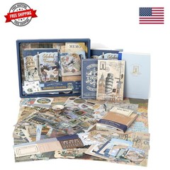 World Travel Scrapbook Kit A6 Grid Notebook Stationery Junk Journal Kit Scrap…