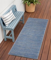 6′ Blue And Gray Indoor Outdoor Runner Rug